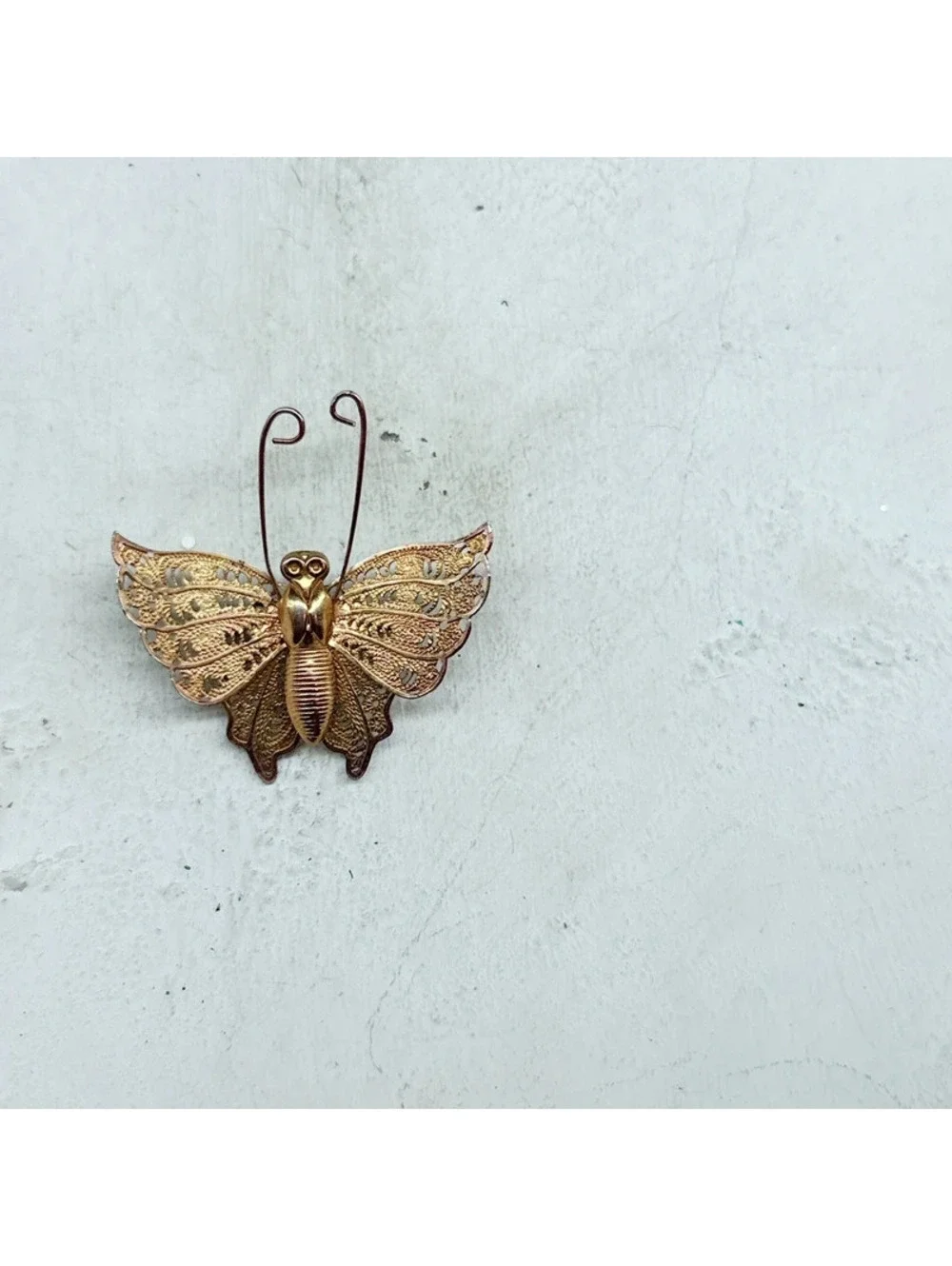 332u. Filigree Butterfly Brooch Vintage